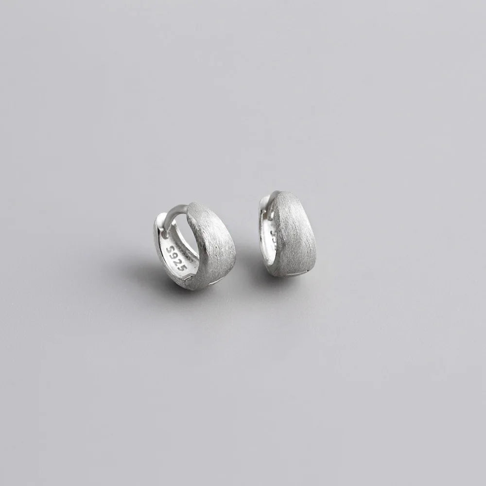 925 Sterling Silver Wide Gothic Huggies Hoop Earrings - Smarsty