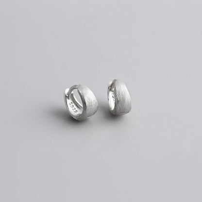 925 Sterling Silver Wide Gothic Huggies Hoop Earrings - Smarsty