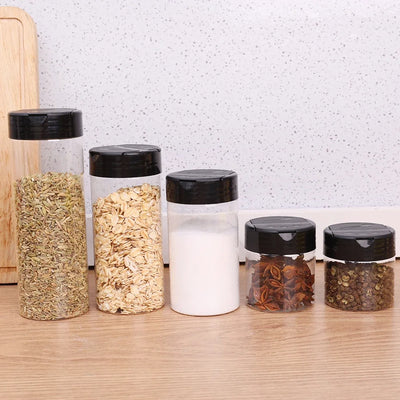 1/12x Plastic Spice Jars with Shaker Lids Transparent Safety Plastic Bottles for Home Kitchen Storing Spices Seasoning Powders by Smarsty