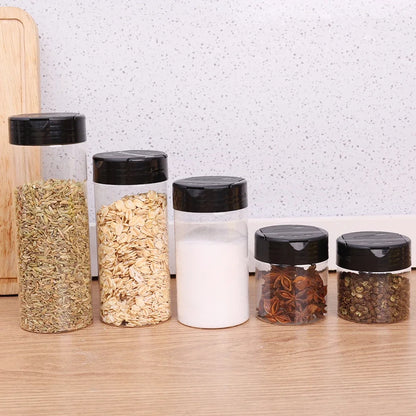 1/12x Plastic Spice Jars with Shaker Lids Transparent Safety Plastic Bottles for Home Kitchen Storing Spices Seasoning Powders