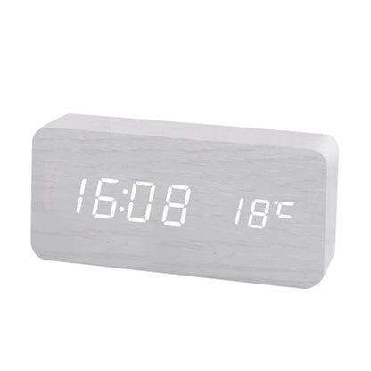 Wooden Digital Alarm Clock with Temperature Display - Smarsty