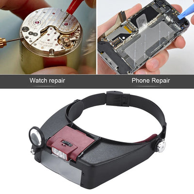 LED Light Magnifying Glasses 1.5x 3x 8.5x 10x Illuminated Magnifier Lightweight Adjustable Band for Reading Jewelers