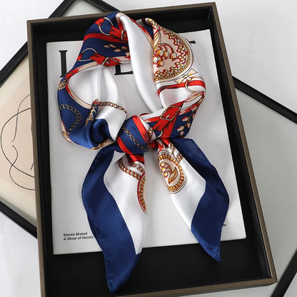 Luxury Silk Skinny Scarf with Cat Print for Women - Smarsty