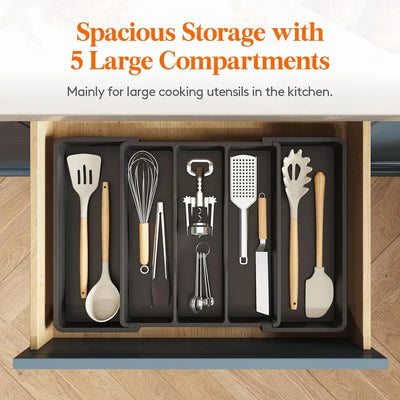 Kitchen Silverware Drawer Organizer Expandable Utensil Tray Adjustable for Spoons Forks Knives Flatware and Cutlery Organizer by Smarsty