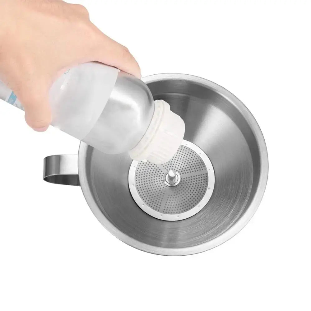 Stainless Steel Funnel Kitchen Oil Liquid Metal Funnel with Detachable Filter Wide Mouth Funnel for Canning Kitchen Tools