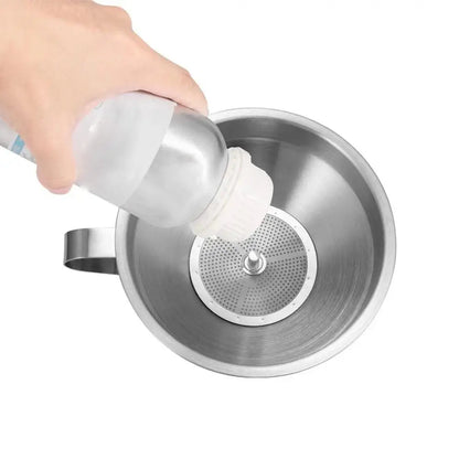 Stainless Steel Funnel Kitchen Oil Liquid Metal Funnel with Detachable Filter Wide Mouth Funnel for Canning Kitchen Tools