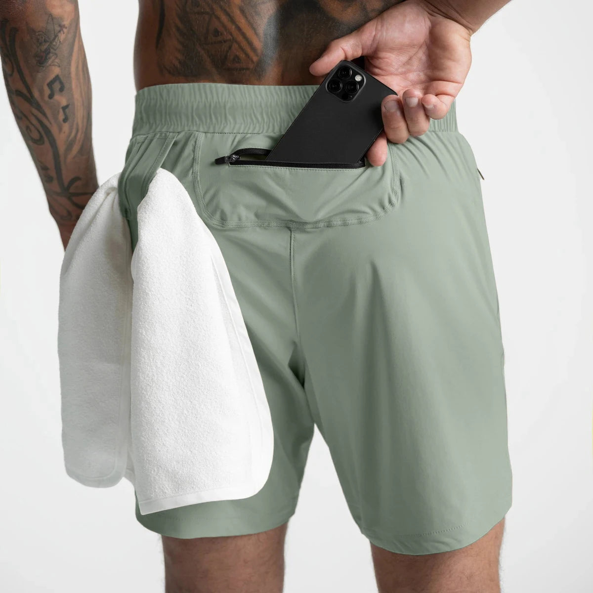2024 New Men's Shorts Single-Layer Woven Quick Dry Solid Color Running Fitness Sports Casual American Fifth Pants Comfortable - Smarsty