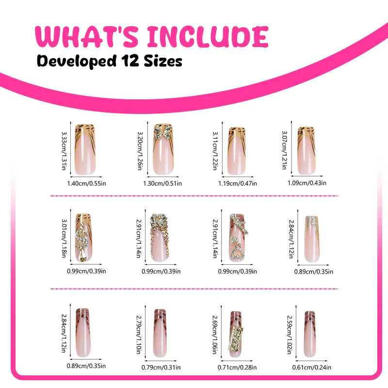 24 Piece Y2K Leopard Print French Press On Nails - Smarsty