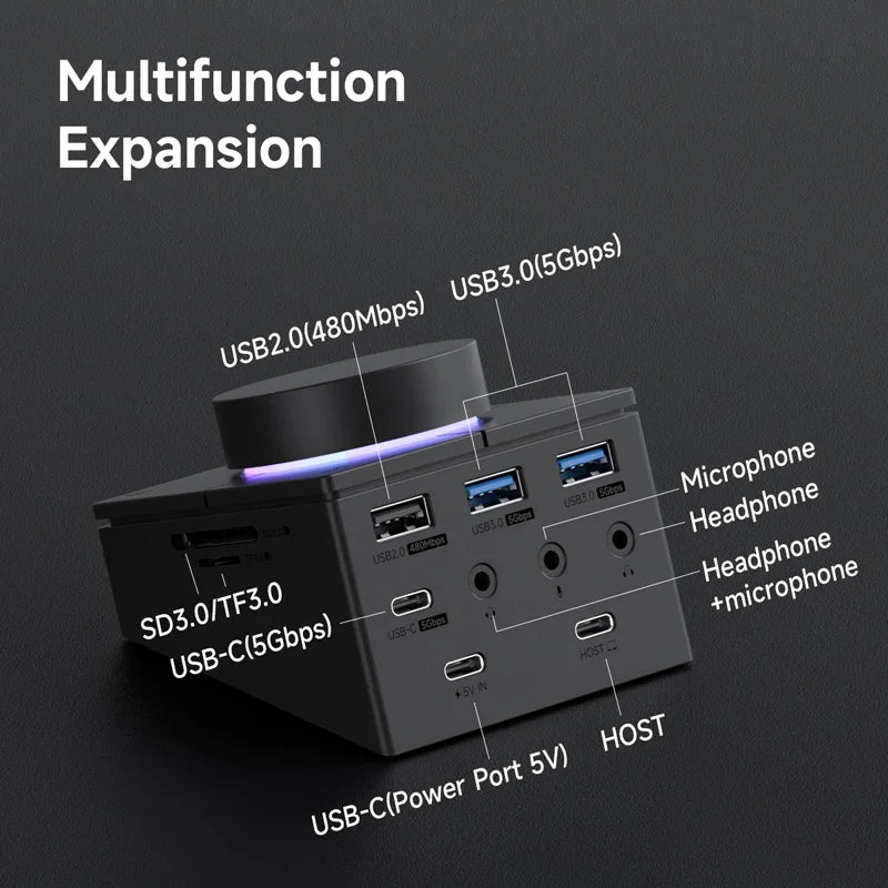 USB C Hub Docking Station Shortcut Buttons Volume Control