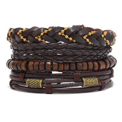 Men’s Leather Braided Bracelets Vintage Ethnic Wristband - Smarsty