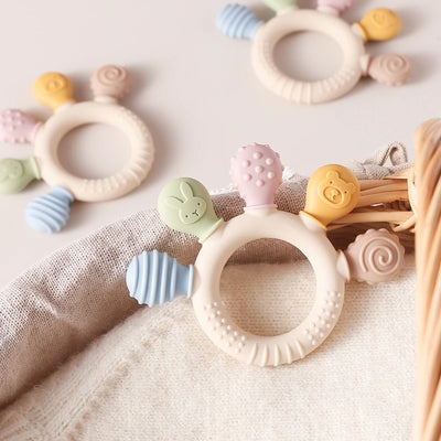 1pc Silicone Teether Baby 0 12 Months Teething Toys Teether Ring Silicone Baby Teether Toys for Toddler BPA Free Baby Toys Gifts by Smarsty