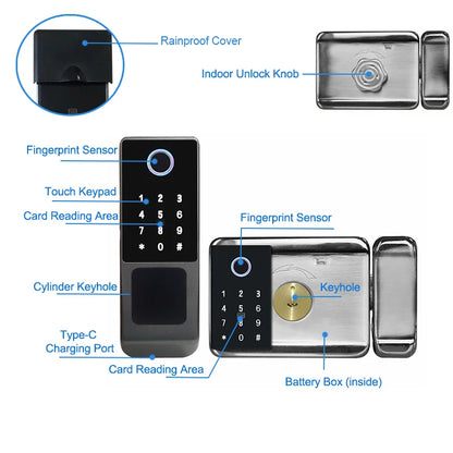 Waterproof Smart Door Lock with Bluetooth and WiFi Control - Smarsty