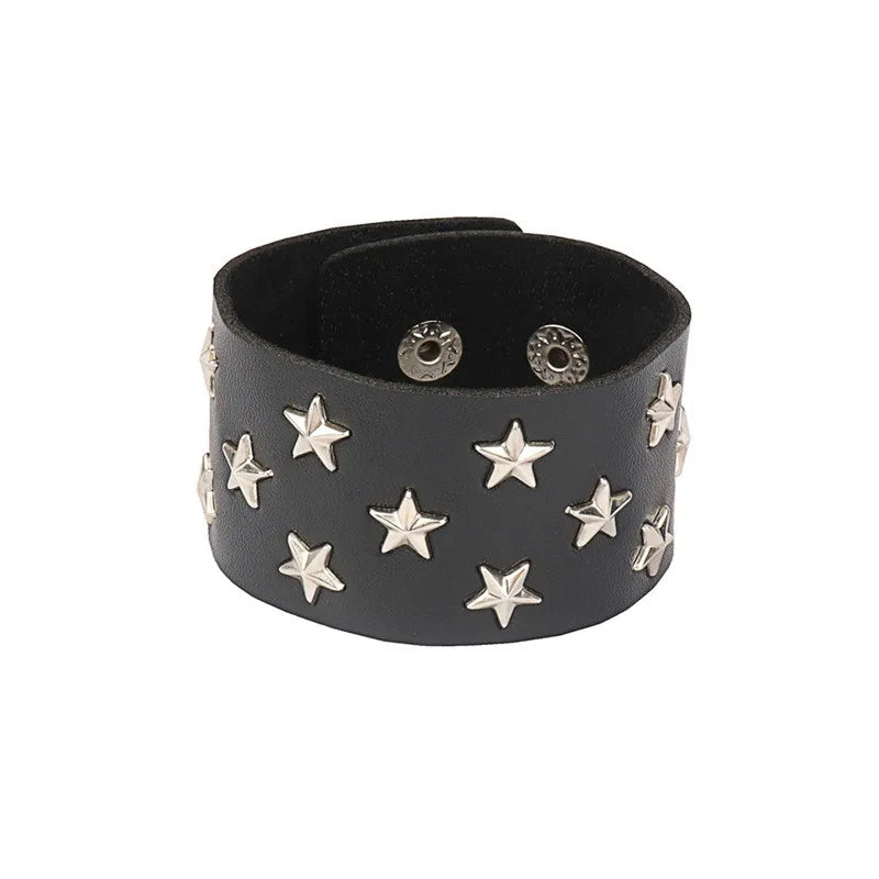90s Punk Style PU Leather Spiked Bracelet - Smarsty