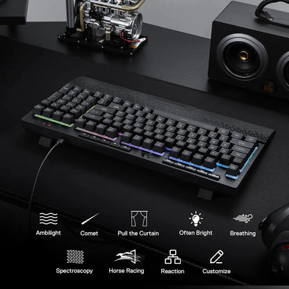 Redragon K515 Shiva RGB Membrane Gaming 98 Keys Mechanical Detachable Wrist Rest Smooth Linear Switch Keyboard