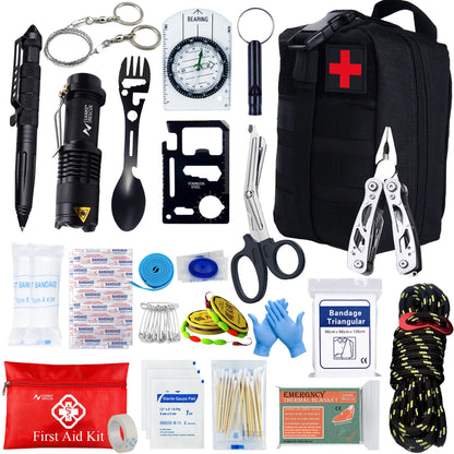 Survival First Aid Kit Survival Full Set Molle Outdoor Gear Emergency Kits Trauma Bag Camping Hiking IFAK Adventures EDC by Smarsty