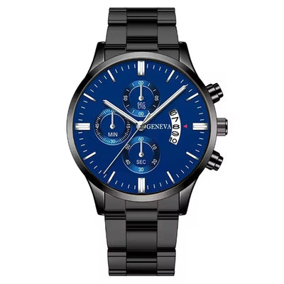 Luxury Black Stainless Steel Men's Watch with Calendar Feature - Smarsty