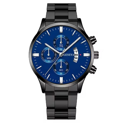 Luxury Black Stainless Steel Men's Watch with Calendar Feature - Smarsty