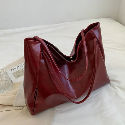 Women PU Leather Tote Bag Large Capacity Shoulder Crossbody - Smarsty