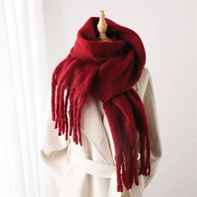 Winter Scarf for Women Cashmere Warm Solid Pashmina Blanket Wraps Female Thick Soft Bufanda Big Tassel Shawl Long Poncho Echarpe - Smarsty