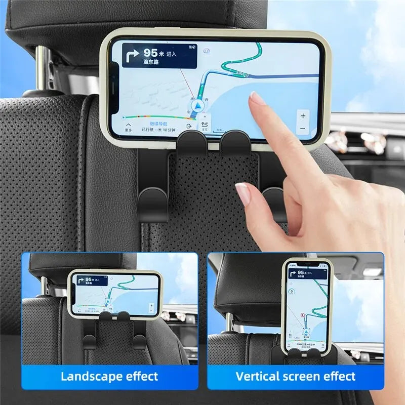 Seat Headrest Hook Organizer With Phone Holder For Car - Smarsty