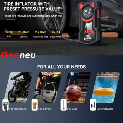 5-in-1 Multifunctional Air Pump Jump Starter with Air Compressor 3000A Peak/150PSI Battery Jump Starter Digital Tire Inflator - Smarsty