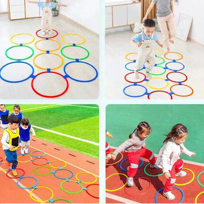 New Outdoor Kids Funny Physical Training Sport Toys Lattice Jump Ring Set Game 10 Hoops 10 Connectors for Park Play Boys Girls - Smarsty
