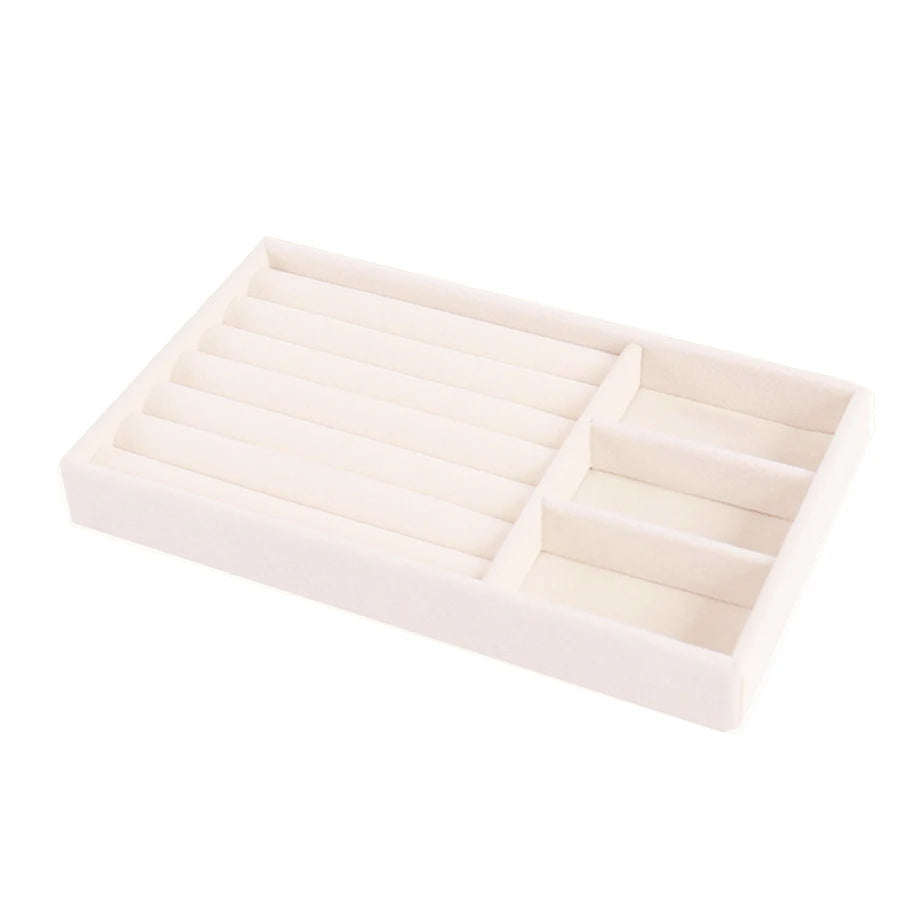 Beige Flocking Jewelry Box Tray for Elegant Storage - Smarsty
