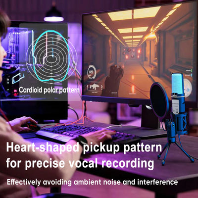 USB Condenser Microphone with RGB Lighting for Streaming - Smarsty