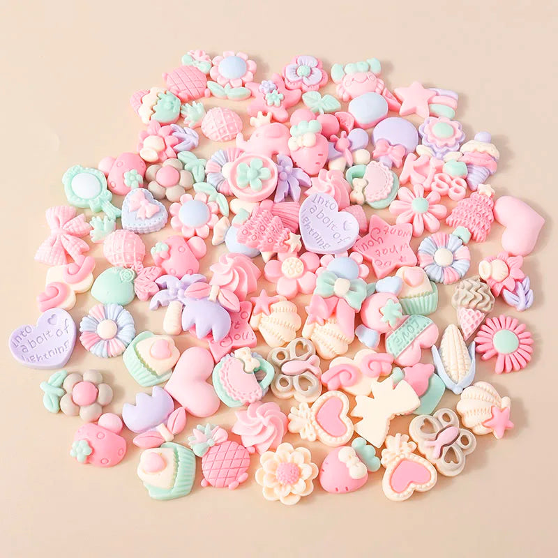Kawaii Resin Flatback Pink Charms Pack For Diy Earrings - Smarsty