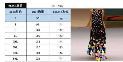 2024 New Summer Women's Sleeveless V-neck Printed Sexy Dress Long Dress Cross Border Women's Wear in Europe and America - Smarsty