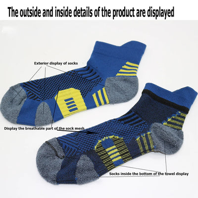 3Pair Professional Fitness Sports Socks Towel Bottom Non-Slip Running Socks Men Women Short Quick-Drying Basketball Training Sox - Smarsty