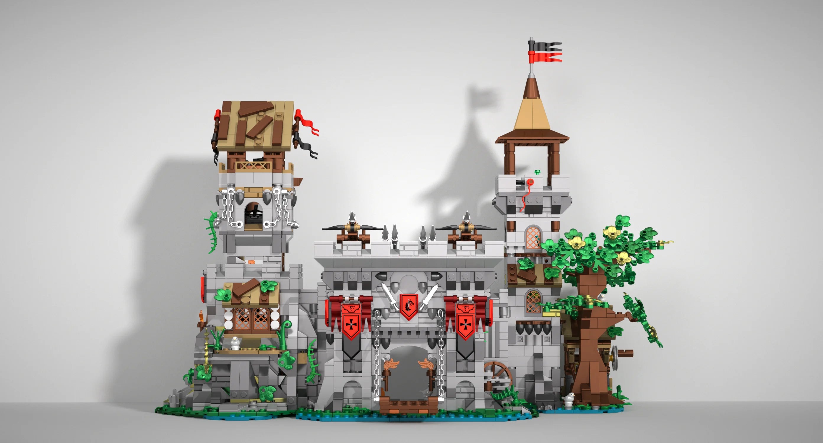 2568PCS Medieval Knight's Fortress Building Blocks Street View MOC Bricks Model Toys Sets Assembly Ornament Ideal Holiday Gifts