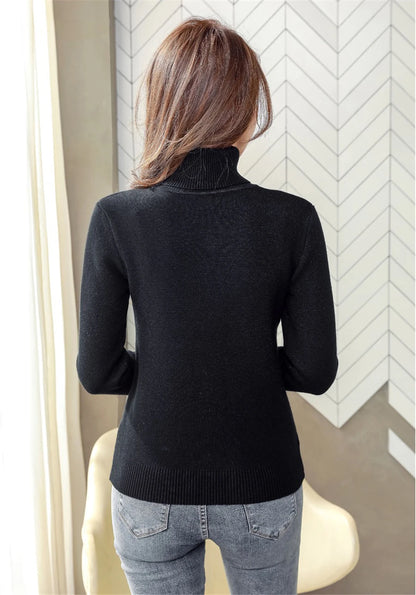 Turtleneck Winter Sweater Women Elegant Thicken Velvet Lined Warm Sueter Knitted Pullover Slim Tops Jersey Knitwear Jumper New - Smarsty