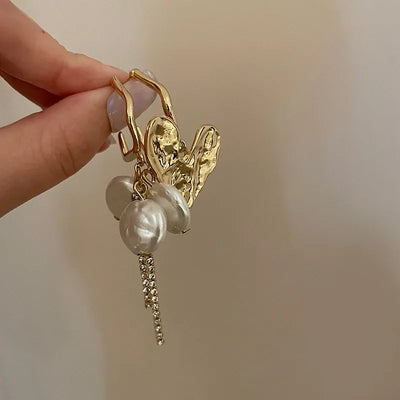 Baroque Heart Tassel Drop Earrings for Fashionable Women - Smarsty