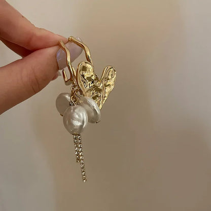 Baroque Heart Tassel Drop Earrings for Fashionable Women - Smarsty