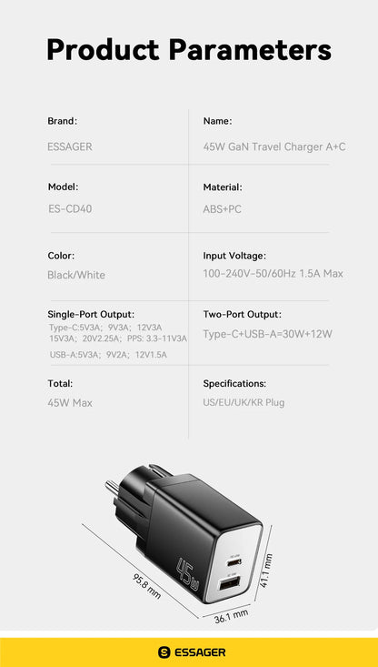 GaN USB C Charger 67W 45W Fast Charging For iPhone - Smarsty