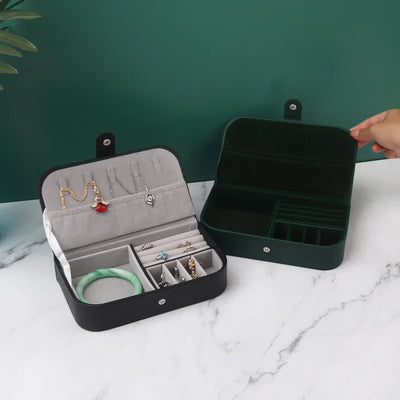 Portable Jewelry Organizer Case for Travel with Leather Storage - Smarsty