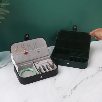 Portable Jewelry Organizer Case for Travel with Leather Storage - Smarsty