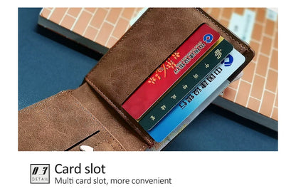 New Retro Men Leather Wallets Small Money Purses Design Dollar Price Top Men Thin Wallet With Coin Bag Zipper