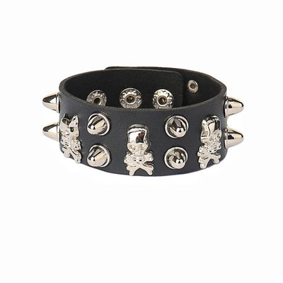 90s Punk Style PU Leather Spiked Bracelet - Smarsty