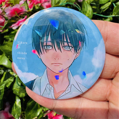 58mm Anime The Summer Hikaru Died Tsujinaka Yoshinori  Cosplay COSTUME Badge Pin SPTE Tinplate Brooch Prop Xmas Gift - Smarsty