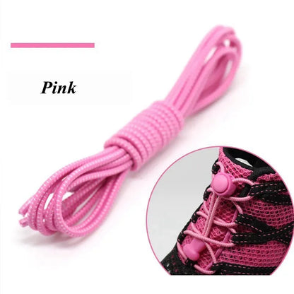 1 Pair 22 Colors Elastic Shoelaces Round Locking No Tie Shoe Laces Kids Adult Quick Lazy Laces Rubber Sneakers Shoelace T1 - Smarsty
