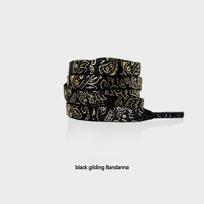 Gilding Flat Shoe Laces Cashew Flower Shoelaces for Sneakers Hand-painted Sports Casual Basketball Tennis Shoelace Shoestrings - Smarsty