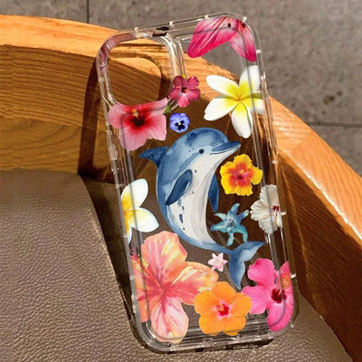 Clear Floral Phone Case Anti Fingerprint For iPhone 15 16 17 - Smarsty