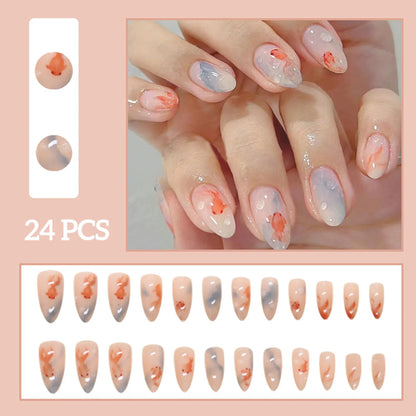 24pcs Flower Design Fake Nail Tips Full Cover - Smarsty