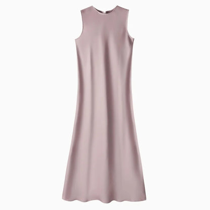 AS 2025 spring summer elegance satin dress + knitted top match set maxi floor length woman clothes