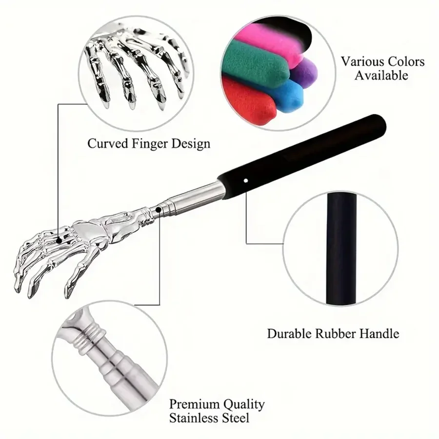 silvery Telescopic Back Scratcher,  Portable Extendable Stainless Steel  Scratchers for Men Women ，Mothers Gifts，Gifts For Men，G - Smarsty