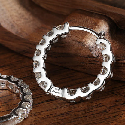 Moissanite Hoop Earrings 2.6Ct D Color Sterling Silver - Smarsty