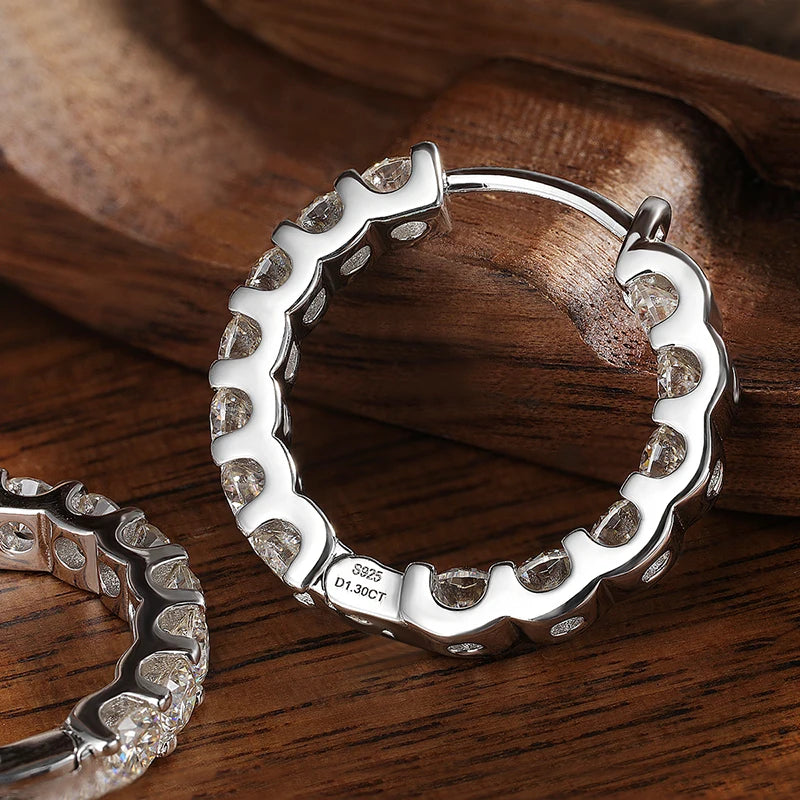 Moissanite Hoop Earrings 2.6Ct D Color Sterling Silver - Smarsty