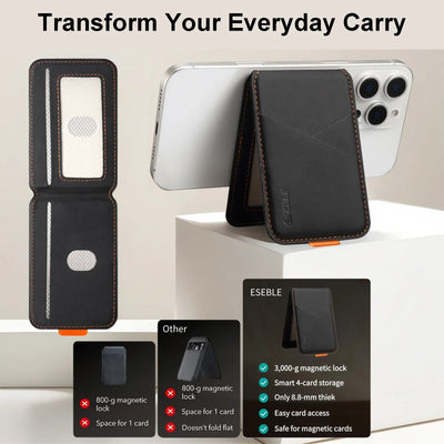 Luxury Leather Cellphone Magsafe Magnetic Card Holder For IPhone 14 13 15 16 17 Pro Max 16Plus RFID Anti-Skimming Bank ID Card - Smarsty